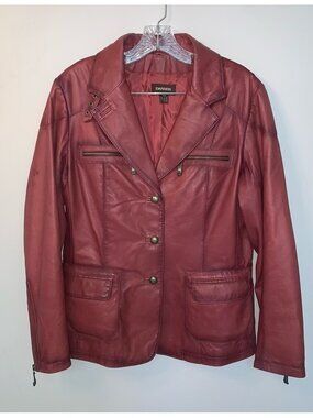 Danier Red Leather Jacket M